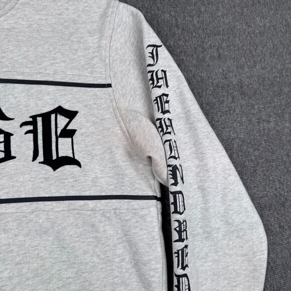 The Hundreds Logo Sweatshirt Mens Large Gray Distressed Spell Out Streetwear Y2K - Picture 2 of 9